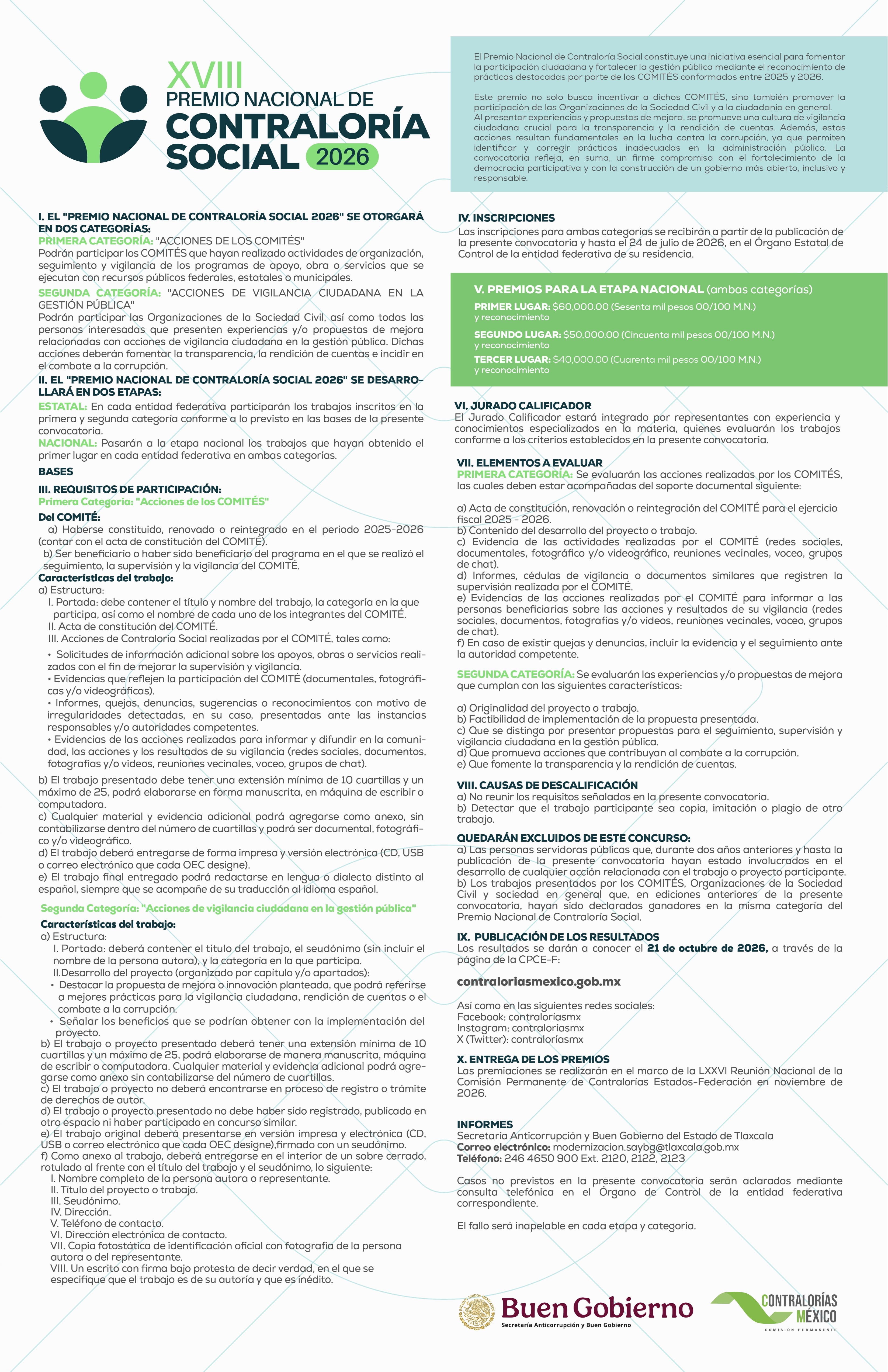 XVIII Premio Nacional de Contraloría Social 2026.